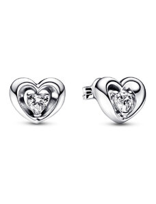 Pandora ékszer Ragyogó ezüst szív fülbevaló lebegő cirkónával