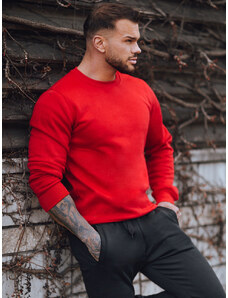 BASIC Piros egyszínű férfi kapucnis pulóver Dstreet BX3867z