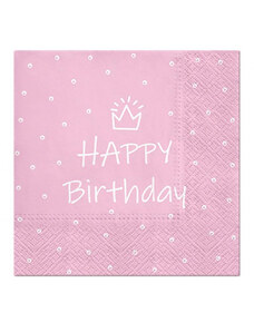 Happy Birthday Rózsaszín Light Pink szalvéta 20 db-os 33x33 cm