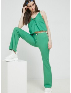 Tommy Jeans blúz pamutból zöld, női, sima