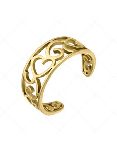 BALCANO - Vintage / Nemesacél lábujjgyűrű filigrán szív mintával, 18K arany bevonattal