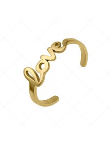 BALCANO - Love / Nemesacél lábujjgyűrű "Love" szimbólummal, 18K arany bevonattal