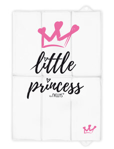 Utazó pelenkázó alátét, Little Princess, Nellys, 60x40cm, fehér/rózsaszín