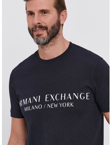 Armani Exchange t-shirt sötétkék, férfi, nyomott mintás