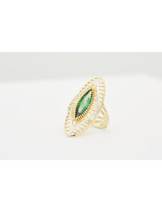 Sárgaarany gyűrű smaragdzöld kővel