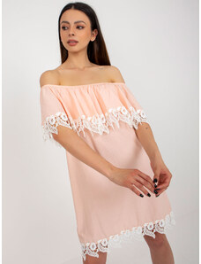 Fashionhunters Peach Spanish dress with lace