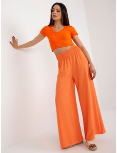 Fashionhunters Light orange high-waisted Swedish trousers