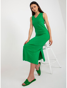 Fashionhunters Green everyday dress with slits OCH BELLA