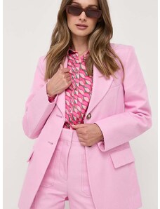 Victoria Beckham zakó rózsaszín, sima, egysoros gombolású