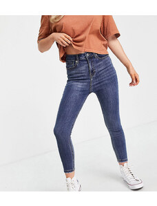 Don't Think Twice DTT Petite Ellie high waisted skinny jeans in mid blue