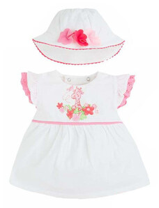 Mayoral fehér bébi lány ruha és sapka szett – 70 cm
