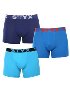 3PACK Nagyméretű kék férfi boxeralsó Styx sport gumi