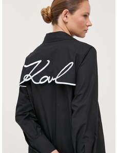 Karl Lagerfeld pamut ing női, galléros, fekete, regular
