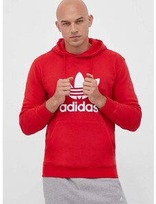 adidas Originals pamut melegítőfelső piros, férfi, nyomott mintás, kapucnis, IM4497