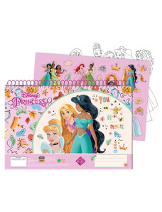 Disney Hercegnők A/4 spirál vázlatfüzet 40 lapos matricával
