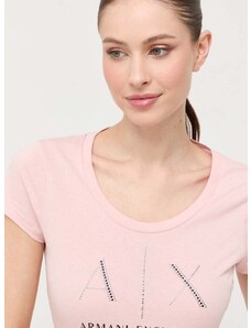 Armani Exchange pamut póló rózsaszín