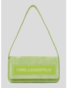 Karl Lagerfeld velúr táska ICON K MD FLAP SHB SUEDE zöld,