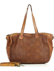 MARCO MAZZINI barna shopper táska kötött mintával (VS19b)