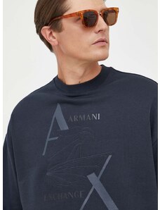 Armani Exchange pamut melegítőfelső sötétkék, férfi, nyomott mintás