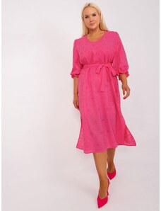 BASIC Sötét rózsaszín nyári ruha hímzéssel LK-SK-509350.25-dark pink