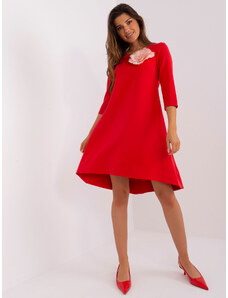 Fashionhunters Red cocktail dress with flower