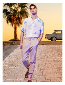 Koton Summer Shirt Short Sleeve Turndown Collar Shell Print Detailed