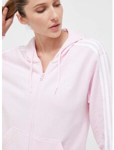 adidas pamut melegítőfelső rózsaszín, női, nyomott mintás, kapucnis, IL3418