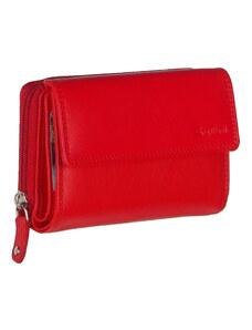 Közepes méretű kihajthatós piros női bőr pénztárca RFID Gina Monti