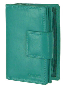 Praktikus elrendezésű, jól használható türkiz színű női bőr pénztárca Gina Monti
