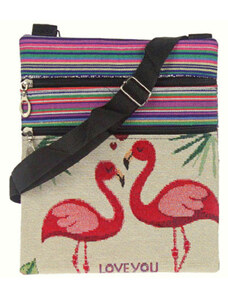 Judu Flamingó mintás csíkos textil tarisznya