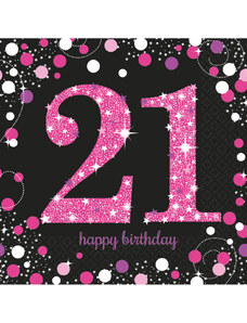 Happy Birthday 21 Pink szalvéta 16 db-os 33x33 cm