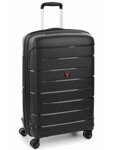 Roncato FLIGHT DLX 4-kerekes keményfedeles bővíthető bőrönd 71x47x26/29cm, fekete
