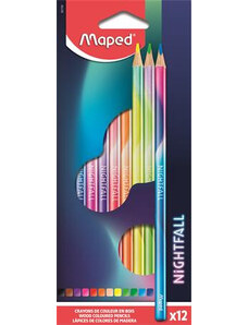 Színes ceruzakészlet 12 db-os, Maped Nightfall, háromszög test