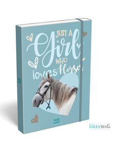 LIZZY CARD Lovas füzetbox A/4, MICI Just a girl who loves horses, fehér ló