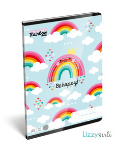 LIZZY CARD Szivárványos tűzött füzet A/5, 40 lap vonalas, Lollipop Happy Rainbow