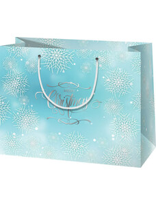 CARDEX Karácsonyi ajándéktáska 23x18x10cm, közepes, fekvő, jeges kék
