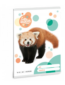 ARS UNA Cuki állatok tűzött füzet A/5, 32 lap vonalas 2.osztály (16-32), vörös panda