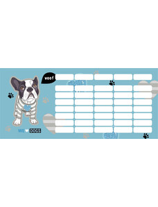 LIZZY CARD We Love Dogs Woof órarend mini 77x178mm, kétoldalas, kutyás