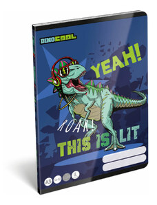 LIZZY CARD Dino Cool, Dino Roar tűzött füzet A/5, 32 lap vonalas 2.osztály (16-32)