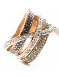 KORREKT WEB Victoria Rose gold színű fekete, fehér köves gyűrű