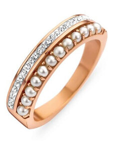 KORREKT WEB Victoria Rose gold színű fehér köves, gyöngyös gyűrű