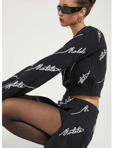 Rotate gyapjúkeverék pulóver könnyű, női, fekete