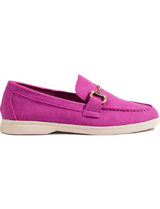 SHELVT Női rózsaszín szarvasbőr cipő díszítéssel T563P-FU