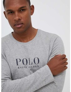 Polo Ralph Lauren hosszú ujjú pamut pizsama felső szürke, nyomott mintás