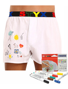 Férfi klasszikus boxeralsó Styx sport gumi fehér + textil markerek