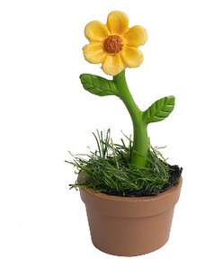 Kreatív dekoráció sárga virág cserépben