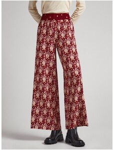 Piros női mintás széles nadrág Pepe Jeans Galya - Nők