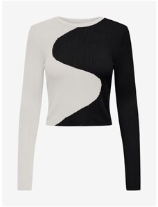 White and Black Womens Patterned Sweater ONLY Polly - Women
