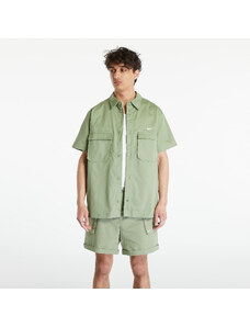 Férfi ing Nike Life Men's Woven Military Short-Sleeve Button-Down Shirt Oil Green/ White
