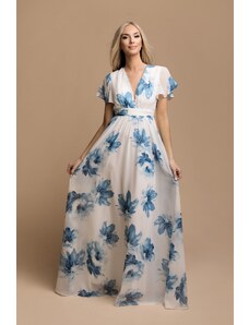 Fehér-kék virágos ruha